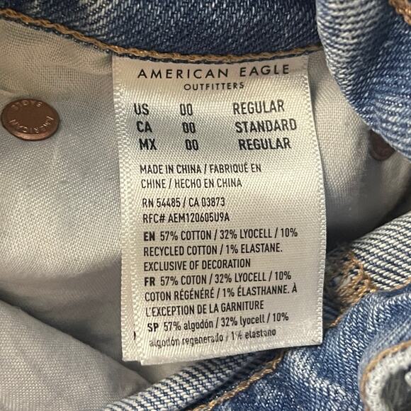 American Eagle 90s Bootcut Stretch Front Slit Jeans Denim - Size Women 00 - Picture 5 of 12